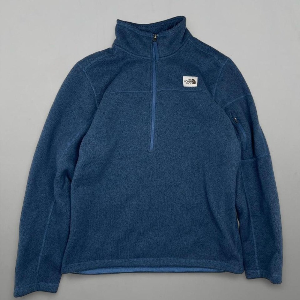 North Face Quarter Zip Jacket in Heather‎ Blue Men's Large Gordon Lyons Fleece